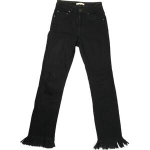 Maje Panako Skinny Jeans Ankle Frayed Hem Black Denim Women's Raw Hem High Rise